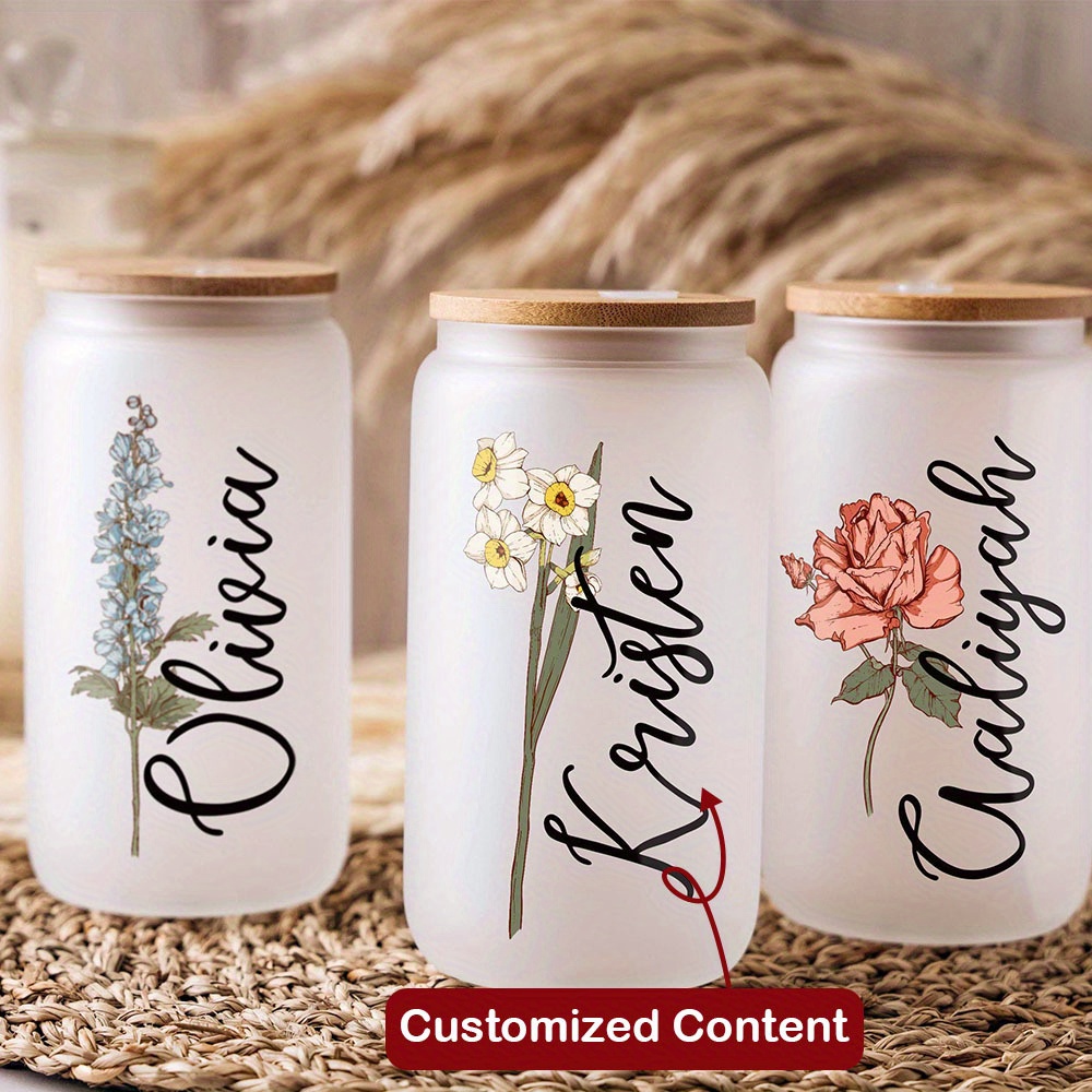 Custom Birth Flower Name Glass - Coffee Equipment With Name ulasan dan harga
